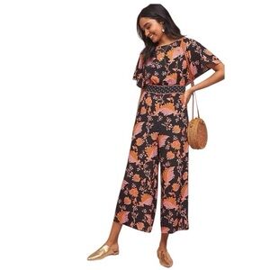 Maeve Floral Belted Jumpsuit Sz 4 Botanical Anthro